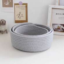 Panier de rangement de bureau tressé de style INS, boîte de rangement artisanale, cadeau créatif de forme ronde