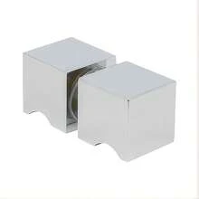 110x100cm Corner Frameless Shower Screen With Chrome Brackets, Brass Hinges & Square Knob Handle - Stylish Modern Bathroom Accessory