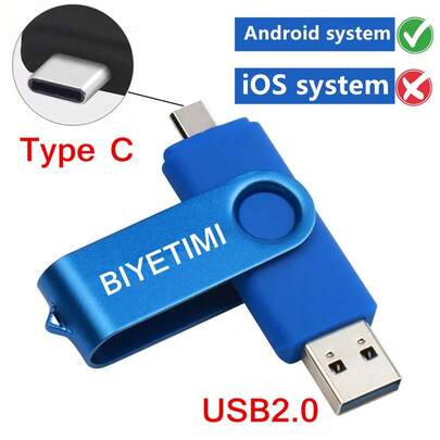  Unidad flash USB 2.0 OTG tipo C de Biyetimi de 64GB, 32GB o 128GB de capacidad real para smartphone y tableta