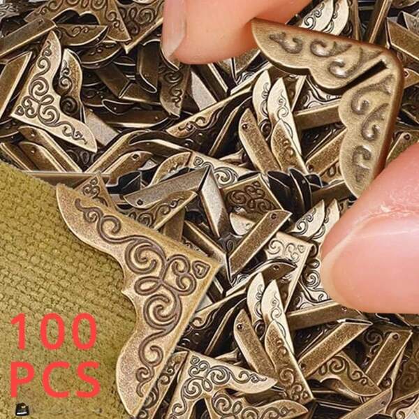 100pcs Metal Book Corner Protectors For Scrapbook, Photo Album, Menu, File Folder, Card, Document, Craft Decoration