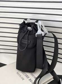 1 nuovo stile borsa a tracolla portatile con laccetto, porta-bottiglia, porta-cellulare per sport all'aperto, borsa da viaggio per escursionismo e campeggio, con tracolla regolabile e tasche con cerniera per accessori