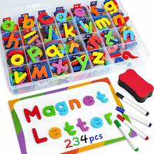 114/234-Piece Magnetic Alphabet Set - Uppercase & Lowercase Foam Letters, Educational Toy For Classroom Kids Learning Spelling, Includes Magnetic Board & Storage Box For Easy Organization(Color Random) - Multicolor - View 7