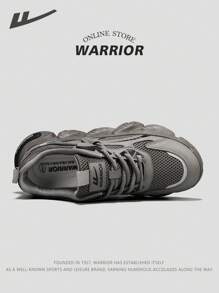 WARRIOR 1 Pair 2025 New Warrior Series Men's Chunky Sneakers, Campus Shoes, Low-Top Lace-Up, PU Mesh Upper, Cushioned & Elevated Sole, Suitable For Spring, Summer, Autumn Wear, Outdoor, Daily, Work, Study, Leisure