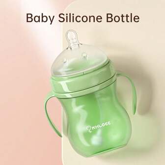 زجاجة مضادة للغازات بكرة الجاذبية بقش، محاكي الرضاعة الطبيعية من السيليكون، للأطفال حديثي الولادة من 0-12 شهر مضادة للسقوط