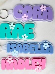 花朵背包挂牌，姓名吊坠，学校姓名牌，午餐包挂牌，女孩背包姓名牌，万圣节和圣诞节尿布包挂牌，舒适百搭，生日礼物