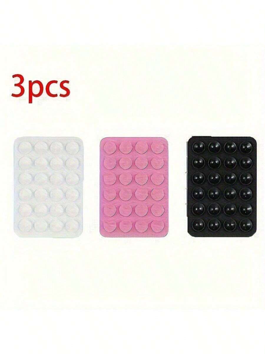 3 pièces Support de téléphone en silicone à double face avec ventouse, poignée de téléphone antidérapante et adhésive, accessoire de smartphone mains libres multifonctionnel, support pour tablette et vidéo portable, compatible sans batterie avec , téléphone Android, cadeau pour anniversaire, famille, amis, support de téléphone, accessoires de téléphone