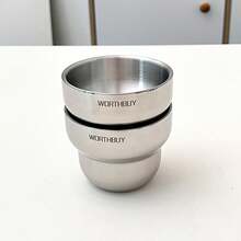 1 个 240ML304 不锈钢马克杯，双层耐热咖啡杯，可重复使用的饮水杯，玻璃杯，牛奶、茶、饮料容器，适合学生和成人在学校、办公室、旅行、野餐、露营时使用 - 彩色 - 查看 5