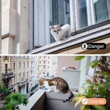 8 x 3m Balkonnetz für Katzen, Balkon-Katzennetz, Katzennetz robustes Schutznetz mit 25m Befestigungsseil & Zubehör, Katzenschutznetz für biss- und reißfest für Fensterterrasse - Weiss - Übersicht 4