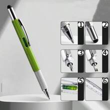 1pc 6-In-1 Multi-Purpose Pen Construction Tool, Gift Tool Pen, Multi-Purpose Pen With Ball Pen, Ruler, Touch Pen, Level, Screwdriver, Pen Tool Small Tool Pen Gift, Suitable For Dad Gift, Christmas And Birthday Presents,School Supplies,Back To School