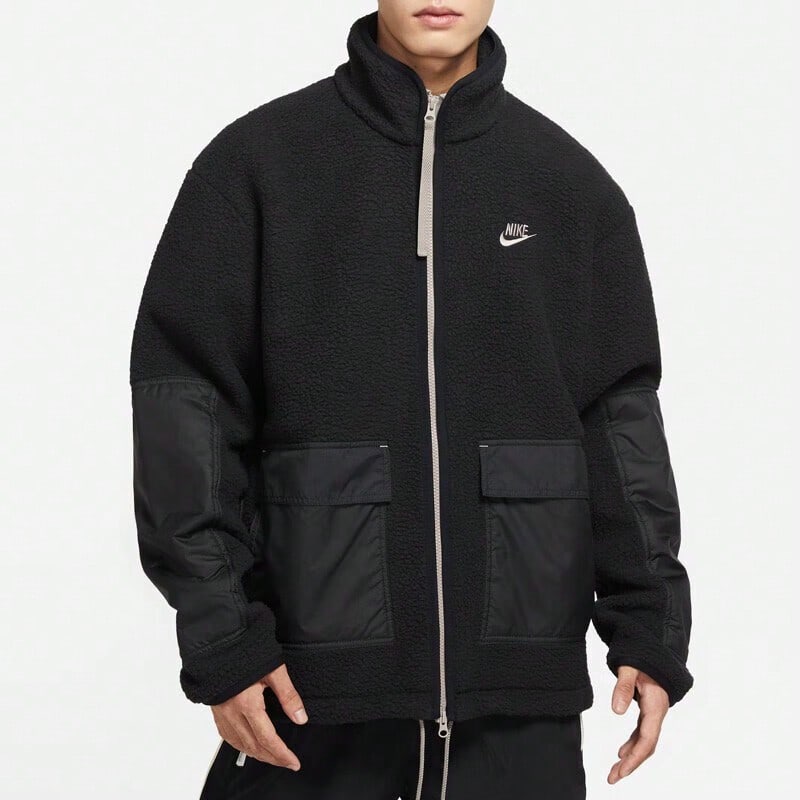 Nike 男士保暖休闲运动防风羊毛夹克 - 黑色 - 查看 1