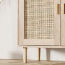 Credenza a buffet, mobile da cucina in rattan con 2 ante, mobile moderno per sala da pranzo, soggiorno, ingresso, bar, tavolo consolle per l'arredamento della casa.