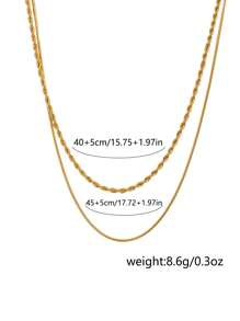 Nooxian 2pcs Stainless Steel Necklace Set For Women, Multi-Layered Twisted Circle Snake Chain Daily Wear Jewelry Accessory Gifts