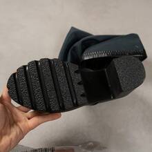 女士过膝高筒靴 - 一脚蹬 PU 亮黑色靴子，圆头设计，耐用橡胶鞋底，全天舒适穿着 - 适合休闲和正式服装，时尚简约风格，舒适衬里，优雅女性必备 - 黑色 - 查看 8