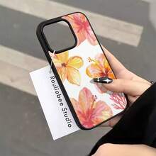 Floral Pattern Mobile Phone Case, Adorned With Pink And Orange Hibiscus Flowers And Coral Design, Suitable For IPhone 16, 15, 14, 13, 12, 11 Pro Models, TPU Material, Shockproof Protection. It Is A Great Gift For Family, Friends, Children, Birthdays, Spring Festival, Holidays, Boyfriends, Girlfriends And Valentine's Day. - Black - View 4
