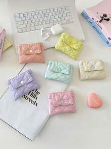 Gesteppte diamantförmige Gitter Münzbörse mit Druckknopf, Kartentasche, Dokumententasche, Multifunktions-Finishing-Tasche für Frauen-Geldbörse, Mini-Geldbörse, Geldbörse, Reisegeldbörs, Münzbörse, Handgelenktasche