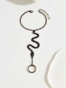 1 pieza Anillo de dedo estilo serpiente exagerado vintage gótico, joyería con estilo punk oscuro y hip hop - Negro - Ver 4