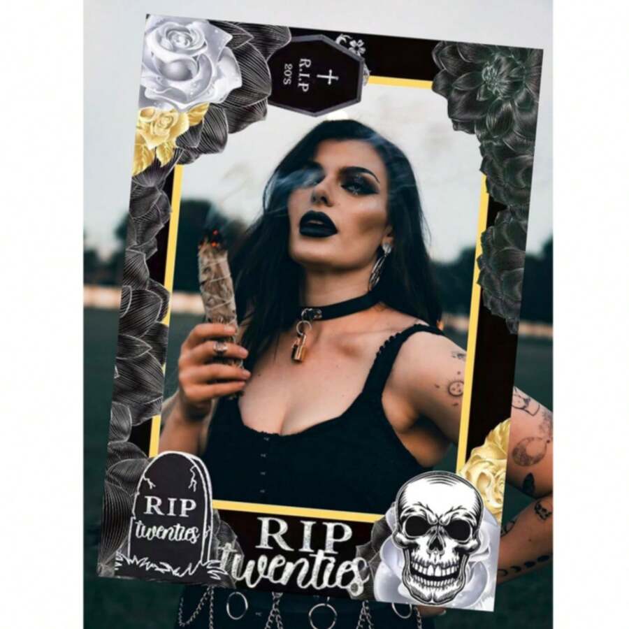 ROARING GOOD TIME RGT Rip To My 20s Photo Booth Props - Twenties Gothic Birthday Party Supplies - Funeral For My Youth 30th Birthday Decoration - Black - View 1