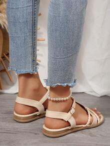 Handwoven Design Comfortable Women's Flat Sandals - Beige - View 7