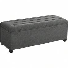 SONGMICS Storage Ottoman, Foot Rest With, 15.X 43.3 X 15.Inches, End Of Bed, Storage Chest, Load Up To 660 Lb, Living Room, Bedroom, Entryway, Dark Gray ULSF088G01 - 淺灰色 - 查看 1