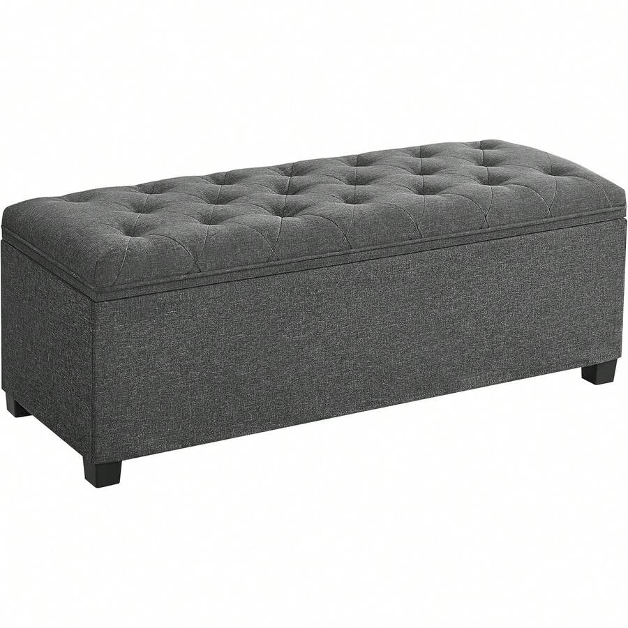 SONGMICS Storage Ottoman, Foot Rest With, 15.X 43.3 X 15.Inches, End Of Bed, Storage Chest, Load Up To 660 Lb, Living Room, Bedroom, Entryway, Dark Gray ULSF088G01 - 淺灰色 - 查看 1