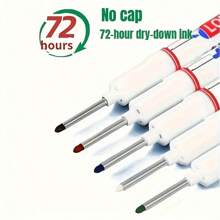 10pcs Multi-Surface Deep Hole Marker Pens, Waterproof, No Bleed, Long Nib, Red, Black, Blue, Green Oil Ink Markers For Woodworking, Construction, DIY Crafts, Plastic Material, No Electricity Needed School Supplies,Back To School