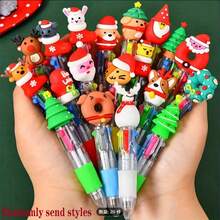 10pcs Retractable Cute Cartoon 4-Color Ballpoint Pens, Ergonomic Round Barrel, Medium Tip, PVC Material, Suitable For School, Office, Daily Use, Halloween, Christmas Party Favors,For School Supplies,Back To School - Multicolor - View 12