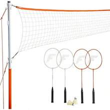 Franklin Sports - Juego de Red de bádminton para Exteriores + Red de bádminton de Playa + Juego de Equipos, (4) Raquetas + (2) Birdies + Red portátil incluida, Juego de Adultos + niños - Motor de arranque - Ver 8