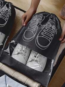 10/5/3/1 قطعة أكياس تخزين الأحذية من القماش غير المنسوج، أكياس منظم أحذية شفافة مقاومة للماء محمولة، أكياس منظم أمتعة السفر، مناسبة لجميع الأحذية، أكياس تخزين الأحذية، اكسسوارات السفر