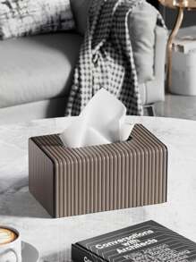 PU Leather Rectangular Tissue Box Lid - Tissue Box Holder, A Tissue Dispenser With A Remote Control Storage Rack. It Serves As A Tissue Box Organizer For Use On The Living Room Coffee Table Or Bedside Table In The Bedroom At Home.