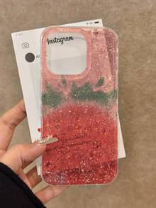 Strawberry Painted Epoxy Glitter Minimalist Shock-Proof Thick Phone Case Compatible With IPhone 16/11/16Pro/16Plus/16ProMax/16e/15ProMax/13/14/12/XS/XR, Compatible With IPhone 16 XR/7/8/IPhone 16ProMax/IPhone 15ProMax/12ProMax/13ProMax/14ProMax 13 11 12p14 P11 Soft Case P12 Anti-Drop XS.XR Phone Shell Cover - Multicolor - View 2