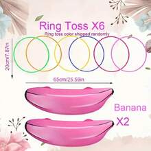 8pcs Inflatable Banana Ring Toss Game Kit, Summer Beach Ring Toss Game, Bridal Shower Engagement Party, Pool Game, Bachelor Party Game (6 Rings + 2 Inflatable Bananas, Ring Colors Randomly Shipped), Holiday Party Interactive Inflatable Banana Ring Toss
