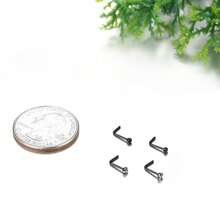 4pcs European And American Personality 20G Flat Ball Transparent Diamond L-Shaped 316 Steel Piercing Piercing Nails - 黑色 - 查看 3
