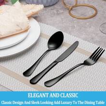 Juego de cubertería de 30 piezas de acero inoxidable negro PVD, servicio para 6 personas, cubiertos negros brillantes y duraderos para el hogar y la cocina, incluye cuchillo, cuchara y tenedor