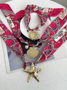 1 peça Moda Luz Luxo Simples Verão Liga Sol Pingente Tecido Torção Colar Senhoras Casal Irmãs Casal Jóias Presentes, Adequado Para Encontros Diários Feriado Praia Festa de Aniversário Férias Desgaste