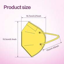 Miuphro KN95 Face Mask 50 Pack, Disposable Respirator Masks, 5 Layer Design Safety Mask For Protection, Ideal For Men And Women (White) - Yellow - View 2