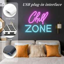 GOZYE Chill Zone LED Neonschild - USB betriebene Wanddekoration für Schlafzimmer, Wohnzimmer und Partys - Haushalt LED-Leuchten ohne Batterie, Betriebsspannung ≤36V