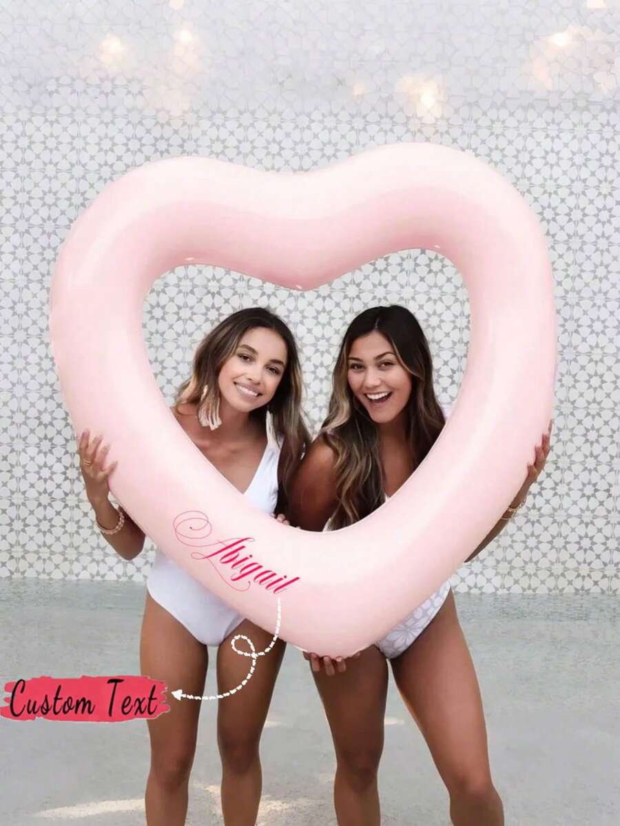 1 pezzo - Palloncini a forma di cuore personalizzati di grandi dimensioni, anelli galleggianti gonfiabili personalizzati per piscina di matrimonio, anelli da nuoto gonfiabili a forma di cuore rosa personalizzati, anelli da nuoto a forma di cuore con testo personalizzato, salvagente galleggiante per adulti e donne