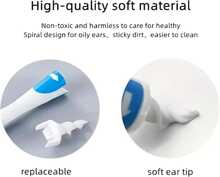 Herramienta de limpieza de cera de oído de silicona suave con 16 cabezales de repuesto, fácil de eliminar. Herramienta reutilizable para la eliminación de cera de oído, cuidado espiral suave, herramienta de salud para la limpieza de oídos