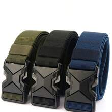1pc Men's Toothless Self-Buckle Woven Tactical Belt, Multifunctional Casual Outdoor Commute Versatile Waist Belt