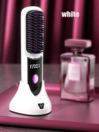 Rechargeable Hair Straightener Comb Fast Heating Type-C InterfaceLCD Display Constant Temperature Negative Lon Hair Care StylingPortable Home And