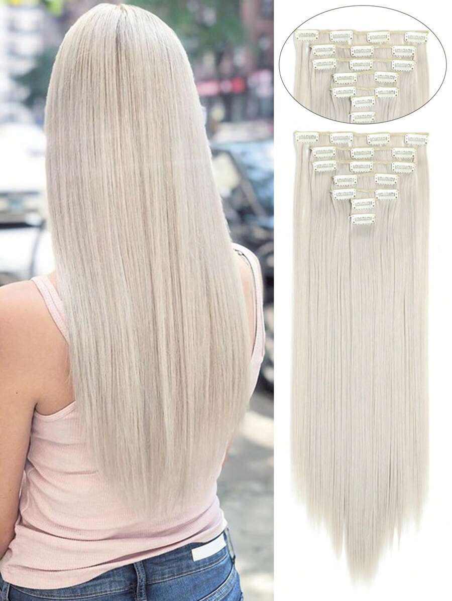 7pcs/Set Straight Hair Extensions, Suitable For Everyday Wear