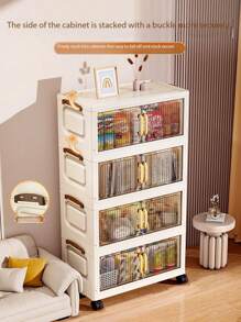 1 pièce Armoire de rangement pliable de 50 cm / 19,69 pouces de largeur, organisateur d'armoire à vêtements, armoire portable, armoire pliante à double porte, 1-6 niveaux au choix, porte double épaisse avec roues, étagère de rangement sans assemblage pour la maison, ranger les vêtements et les jouets