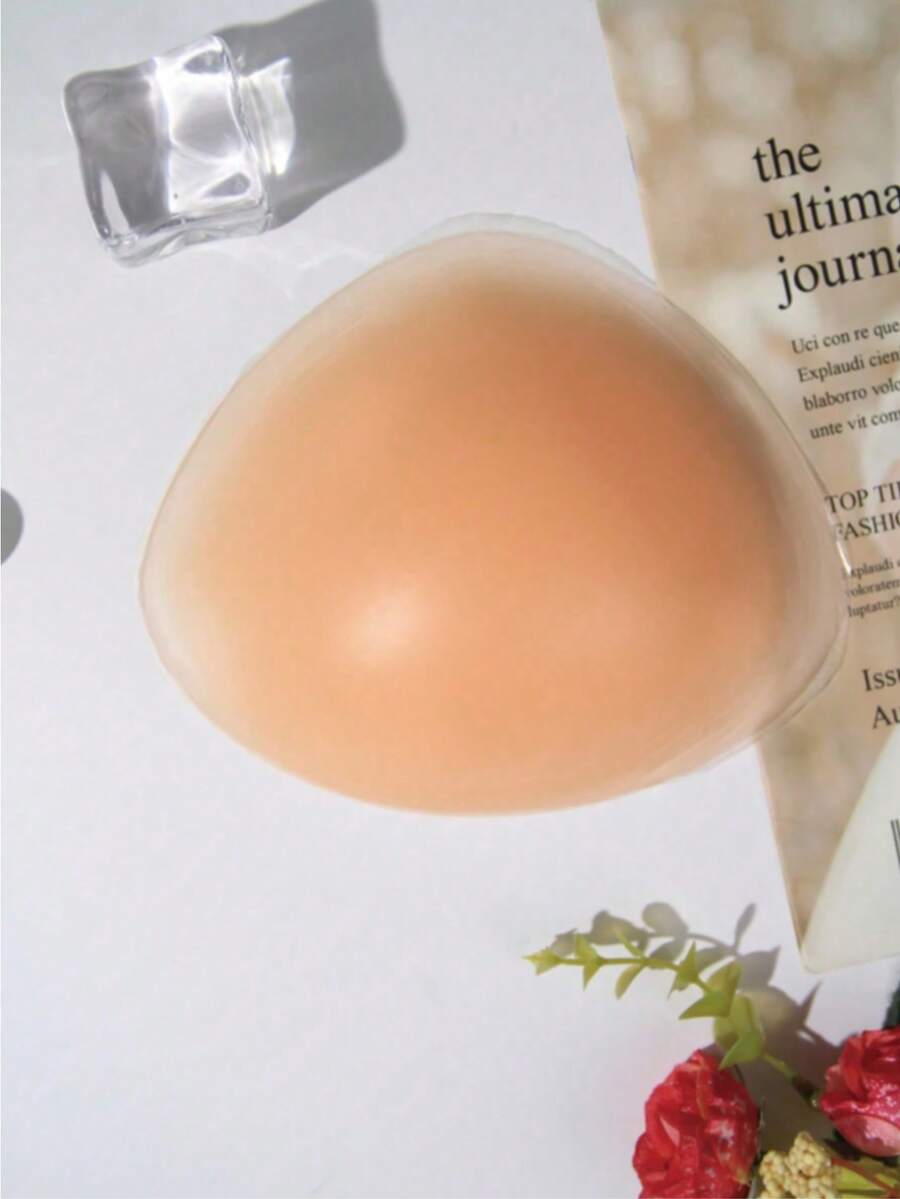 Prótesis de mama triangular de silicona del color de la piel, resistente al calor para nadar y spa, almohadilla de silicona artificial para realzar el busto, unisex para después de la cirugía de extirpación de mama, 1 pieza - Albaricoque - Ver 1