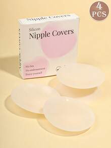 TSLBNRIO 2/4 件固体硅胶乳贴，无粘合剂，隐形，薄型胸罩，适用于连衣裙、泳衣、胸罩、露背、无肩带，可重复使用和清洗