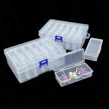 2pcs 6-In-1 Clear Plastic Storage Boxes With Locking Latch - Durable, Multipurpose Organizer For Girls Hair Accessories, Rubber Bands, Jewelry, DIY Crafts And Small Tools - Multicolor - View 5