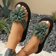 Women's Thong Sandals, Fashion Comfortable Lightweight Beach Flip Flops, Casual Floral House Slippers