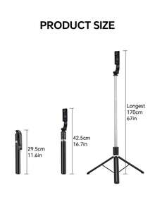 Gậy tự sướng 1700mm Gậy tự sướng không dây Chân máy điện thoại Chân đế mở rộng Chân máy đơn có thể gập lại cho điện thoại thông minh Cân bằng ổn định Chụp ảnh trực tiếp, Gậy tự sướng có điều khiển từ xa cho kỳ nghỉ hè, Du lịch, Hoạt động ngoài trời, Chân máy phát trực tiếp cho kỳ nghỉ hè, Du lịch, Hoạt động ngoài trời, Phát trực tiếp, Ghi hình ổn định Du lịch nghỉ dưỡng Hoạt động ngoài trời Phát trực tiếp Ghi hình ổn định Thiết bị quay vlog Xoay 360° - màu đen - Xem 9