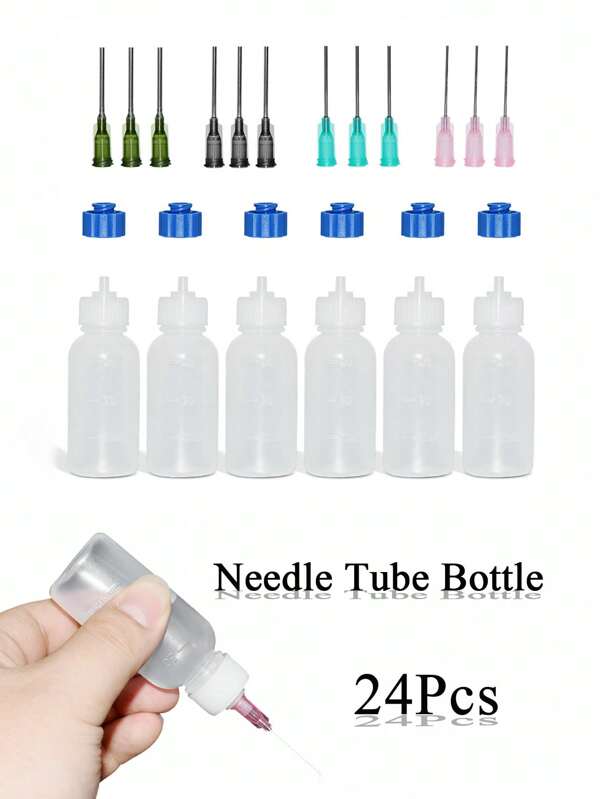 24Pcs 30ml Industrial Dispensing Bottle With Needle, Alcohol Washing Board Water Soldering Flux Bottle, Pigment Tip Small Oil Pot Set, Mobile Phone Repair Tool, Extended Needle Dispensing Bottle, Needle Tip Glue Bottle, Needle Tip Bottle, Soldering Flux Bottle, Needle Tube Dispensing Solvent Bottle, Alcohol Bottle, Needle Tip Oil Injector,