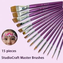 Juego de 14 brochas profesionales para pintura facial realizadas con cerdas de nailon. Este conjunto es apto tanto para pintura facial como corporal. Es compatible con pinturas acrílicas, de aceite y acuarela, y se puede utilizar para pintura facial, arte de uñas, micro detalles y pintura de rocas. Útiles escolares, de vuelta al colegio