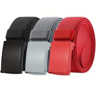 3pcs Men'S Elastic Nylon Belt With Bottle Opener - Lightweight, Durable And Multi-Functional Sports And Casual Belt For Outdoor Activities - Perfect For Golfers And Urban Adventurers